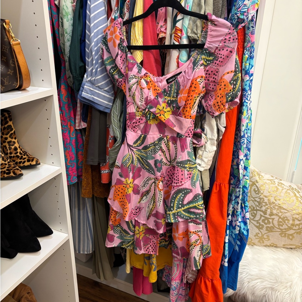 Floral Pink Ruffle Dress